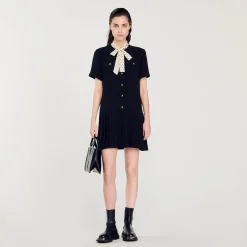 Robe Courte à Cravate Pois