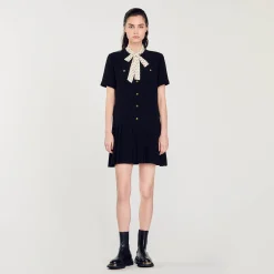 Robe Courte à Cravate Pois