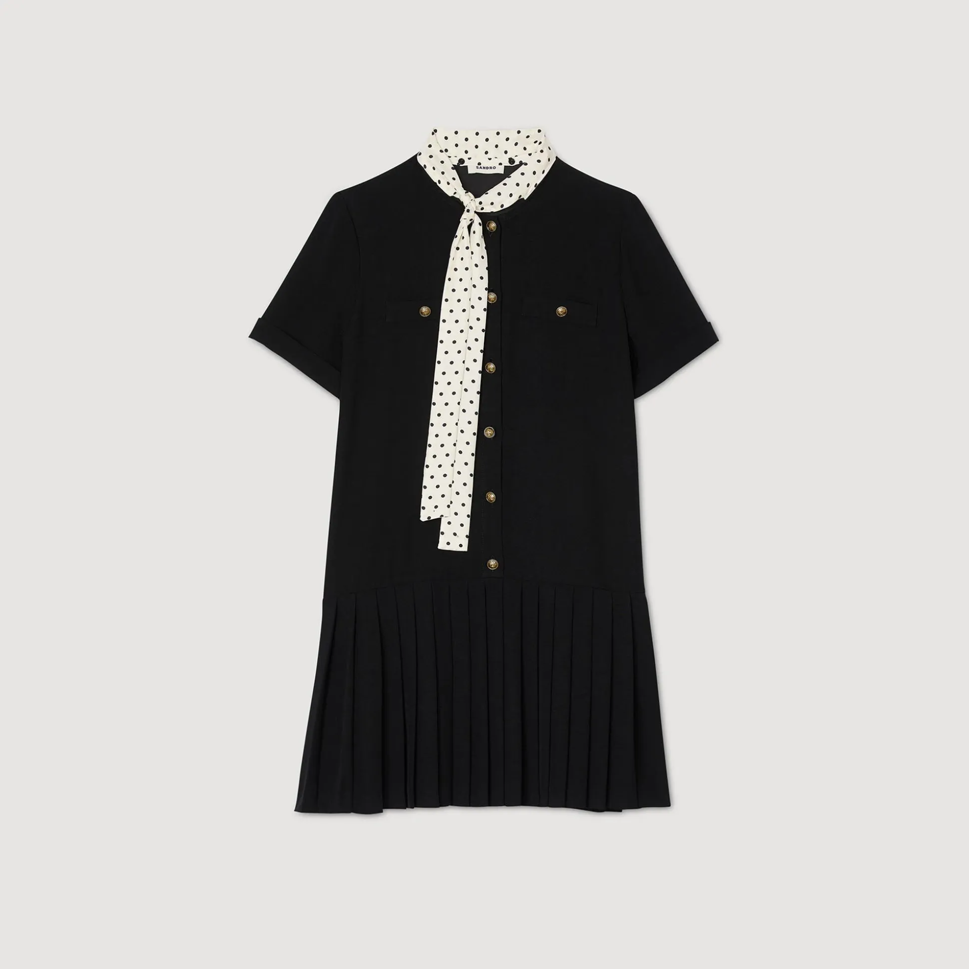 Robe Courte à Cravate Pois