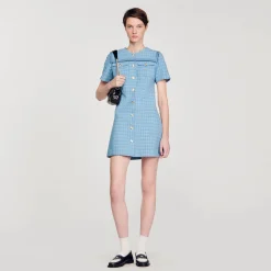 Robe Courte Boutonnée En Tweed