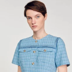 Robe Courte Boutonnée En Tweed