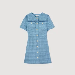 Robe Courte Boutonnée En Tweed