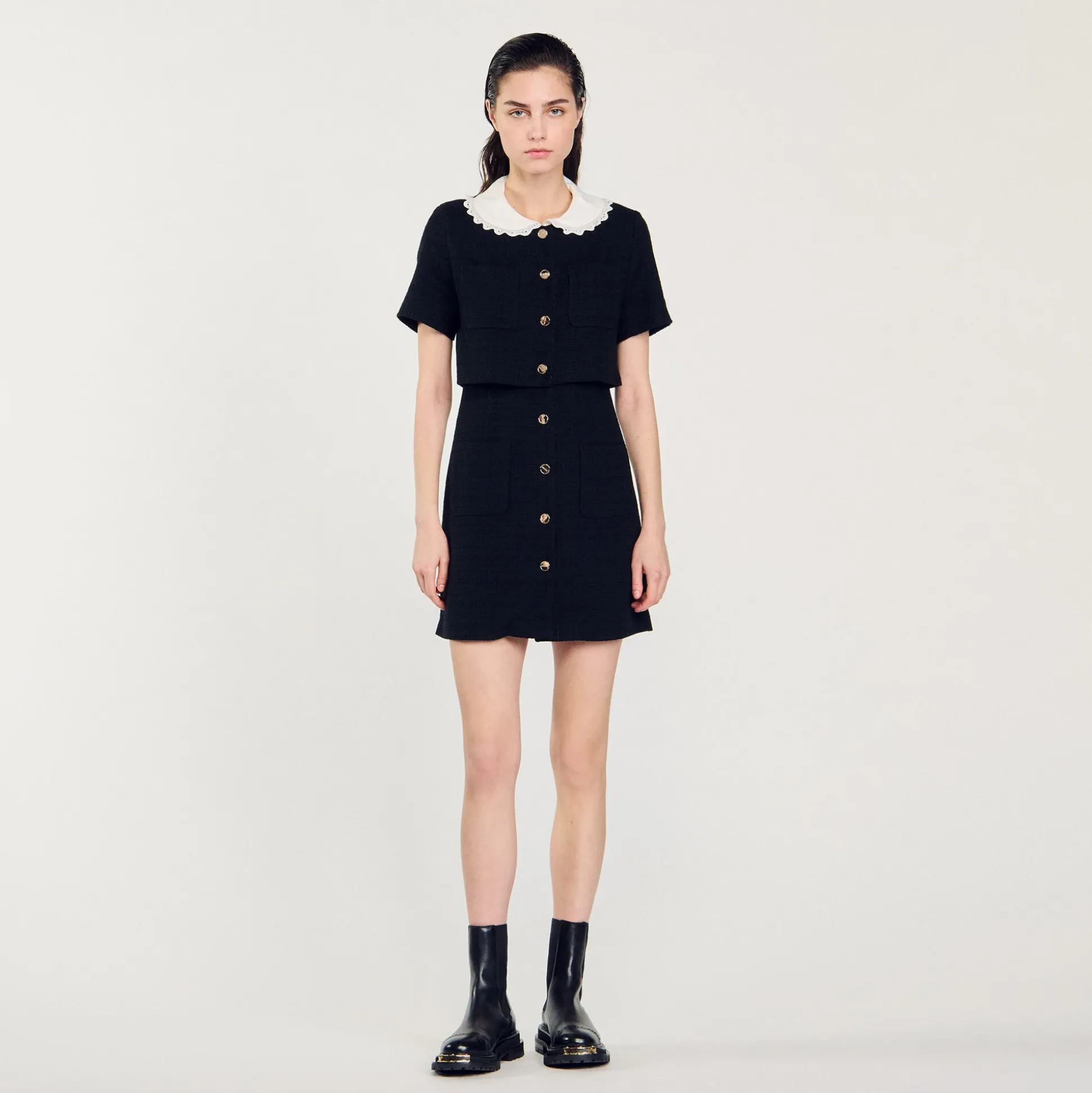 Robe Courte En Tweed