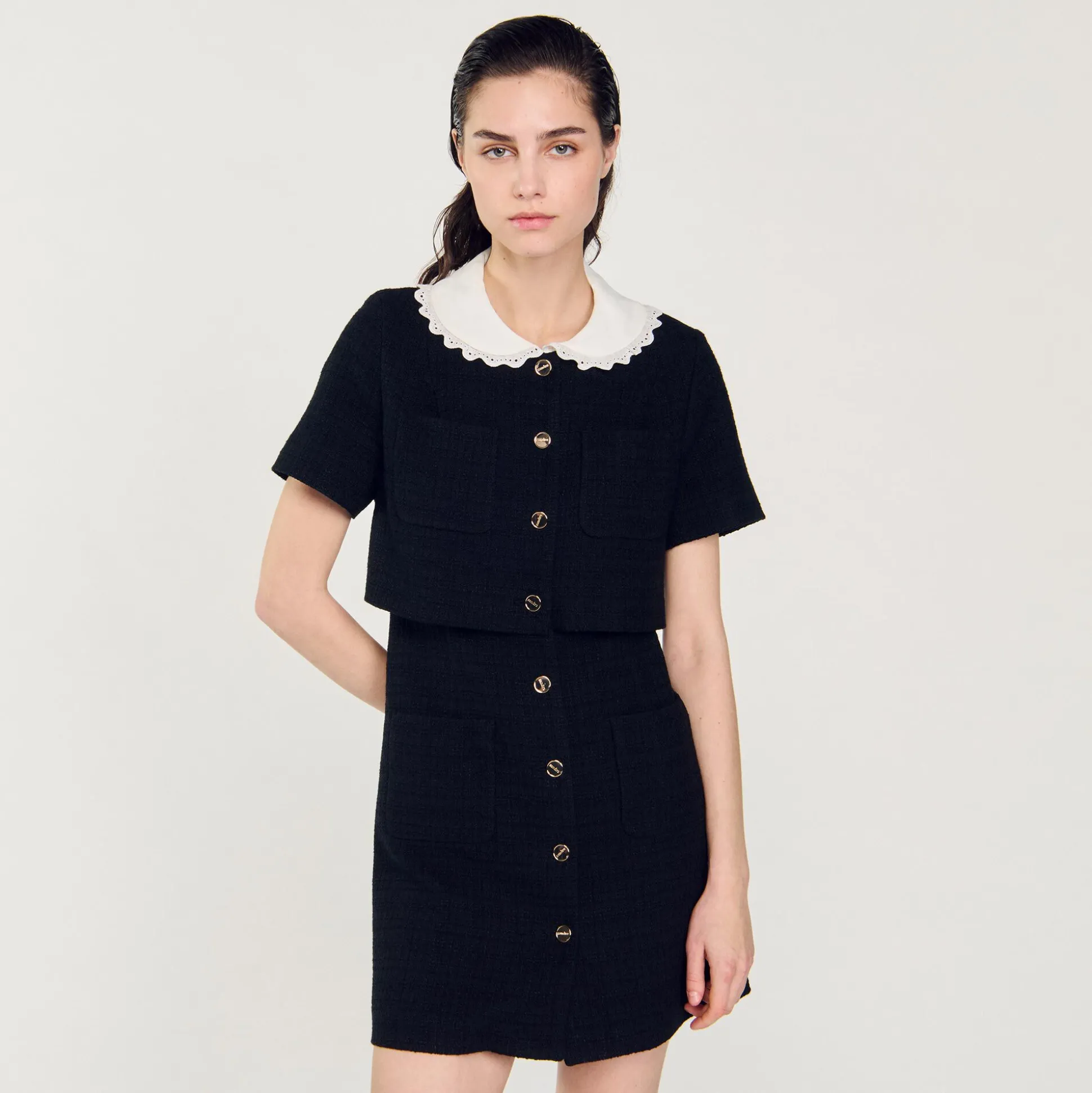 Robe Courte En Tweed