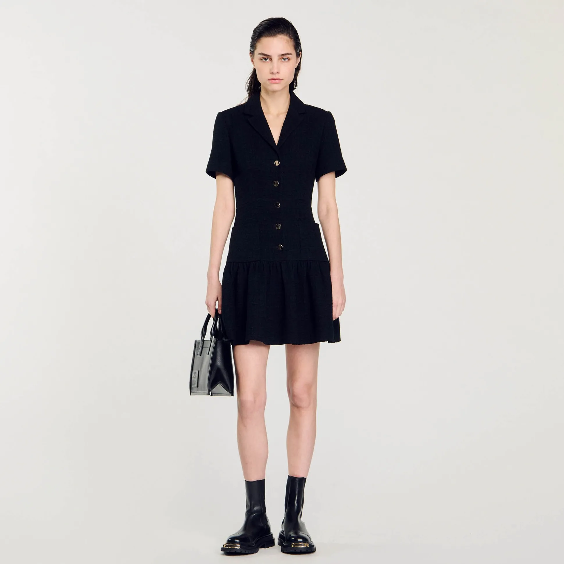 Robe Courte En Tweed