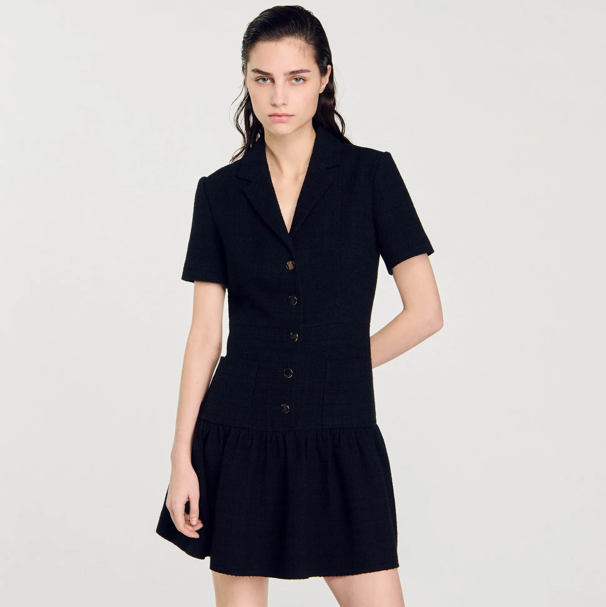 Robe Courte En Tweed