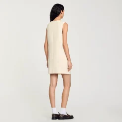 Robe Courte En Tweed à Détails Strass