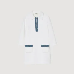 Robe Courte En Tweed à Manches Longues