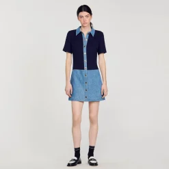 Robe Courte En Tweed Et Denim