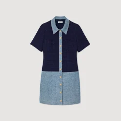 Robe Courte En Tweed Et Denim