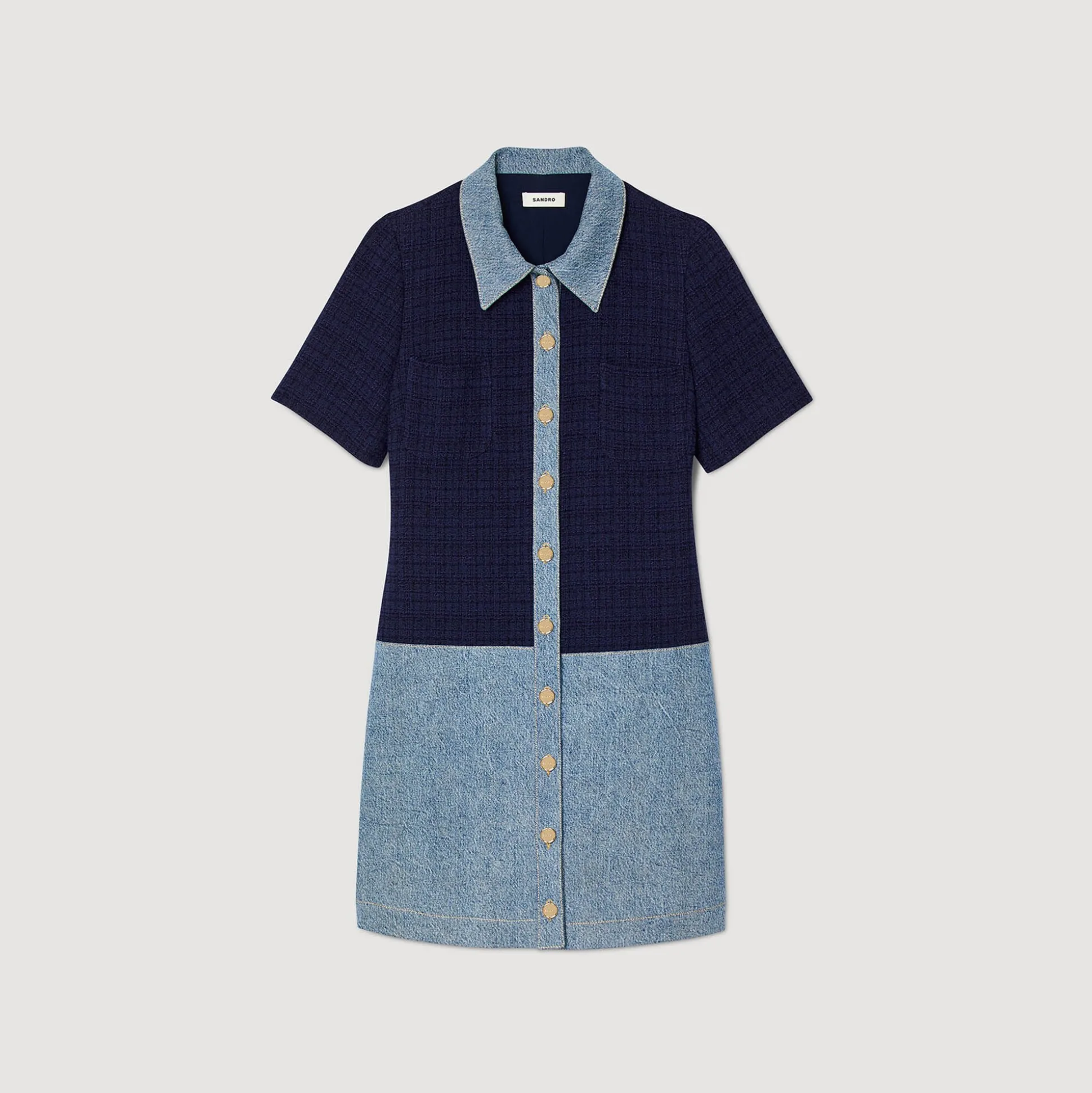 Robe Courte En Tweed Et Denim