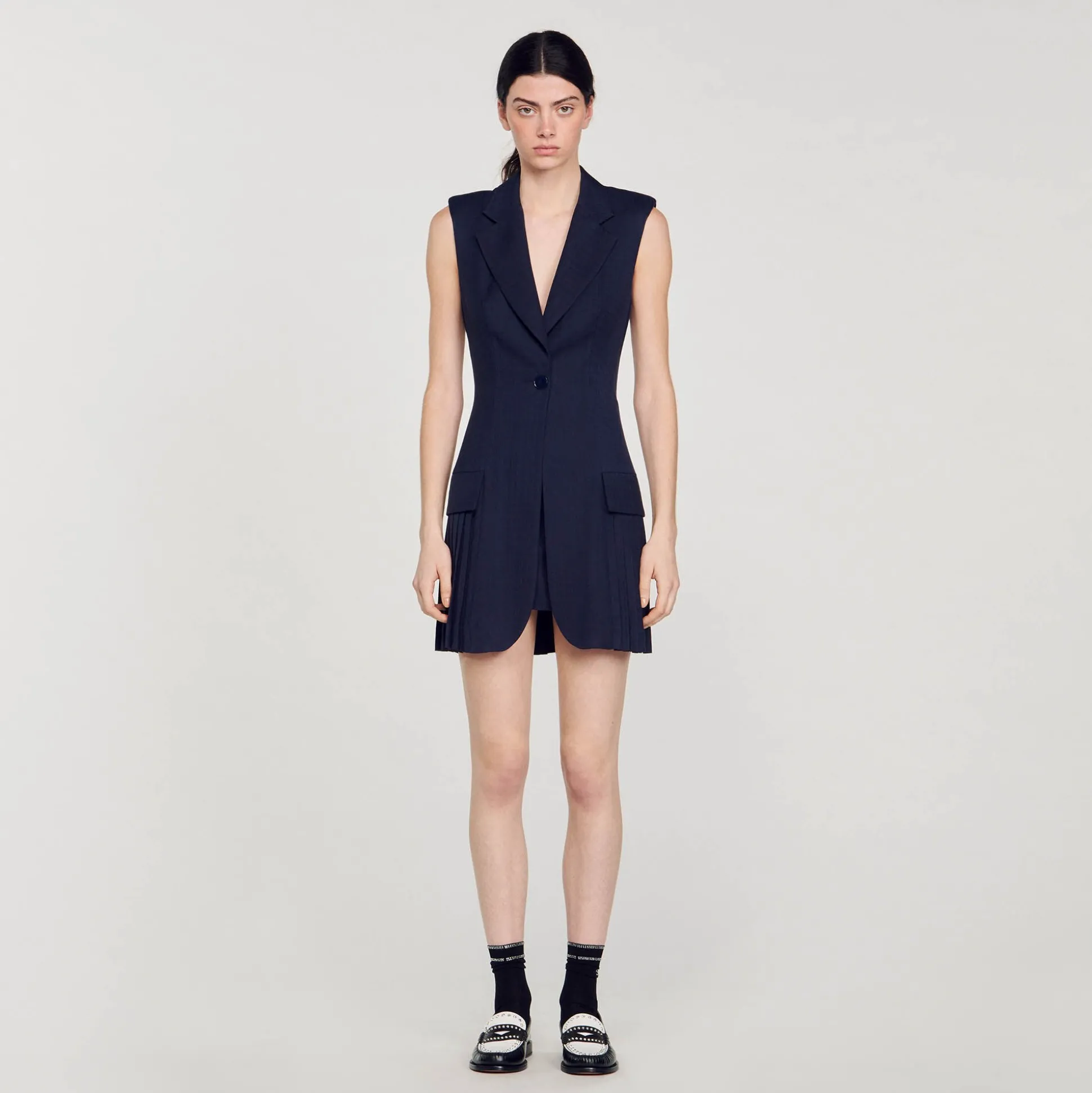 Robe Courte Tailleur Plissée