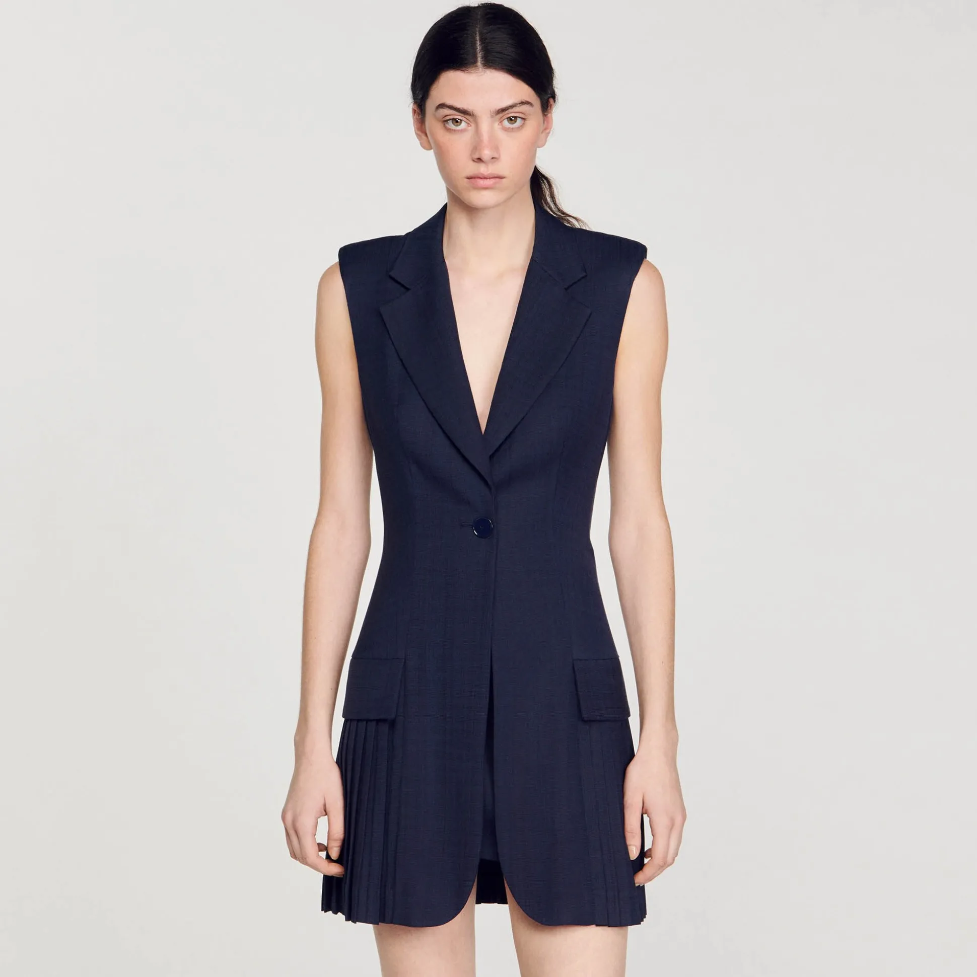 Robe Courte Tailleur Plissée