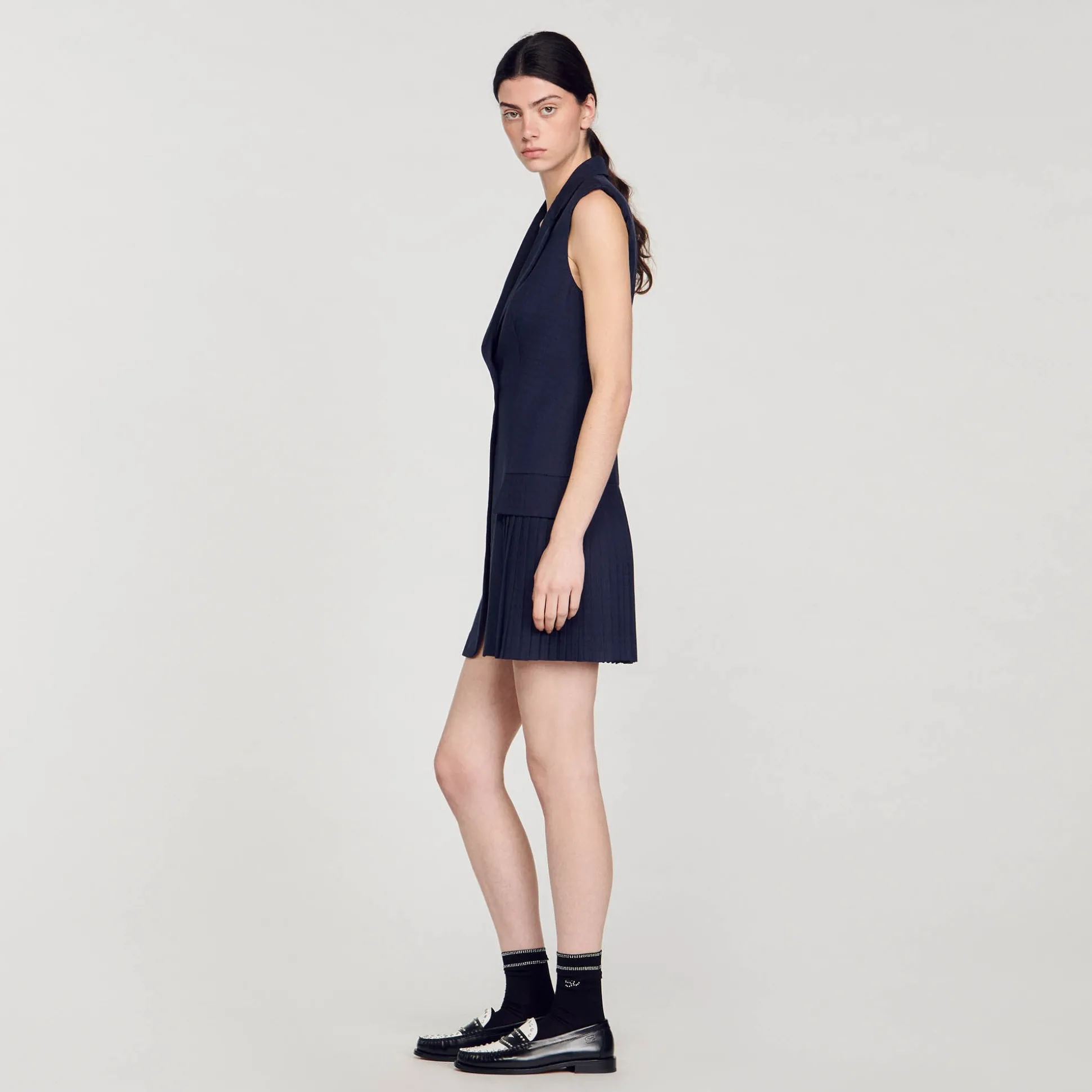 Robe Courte Tailleur Plissée