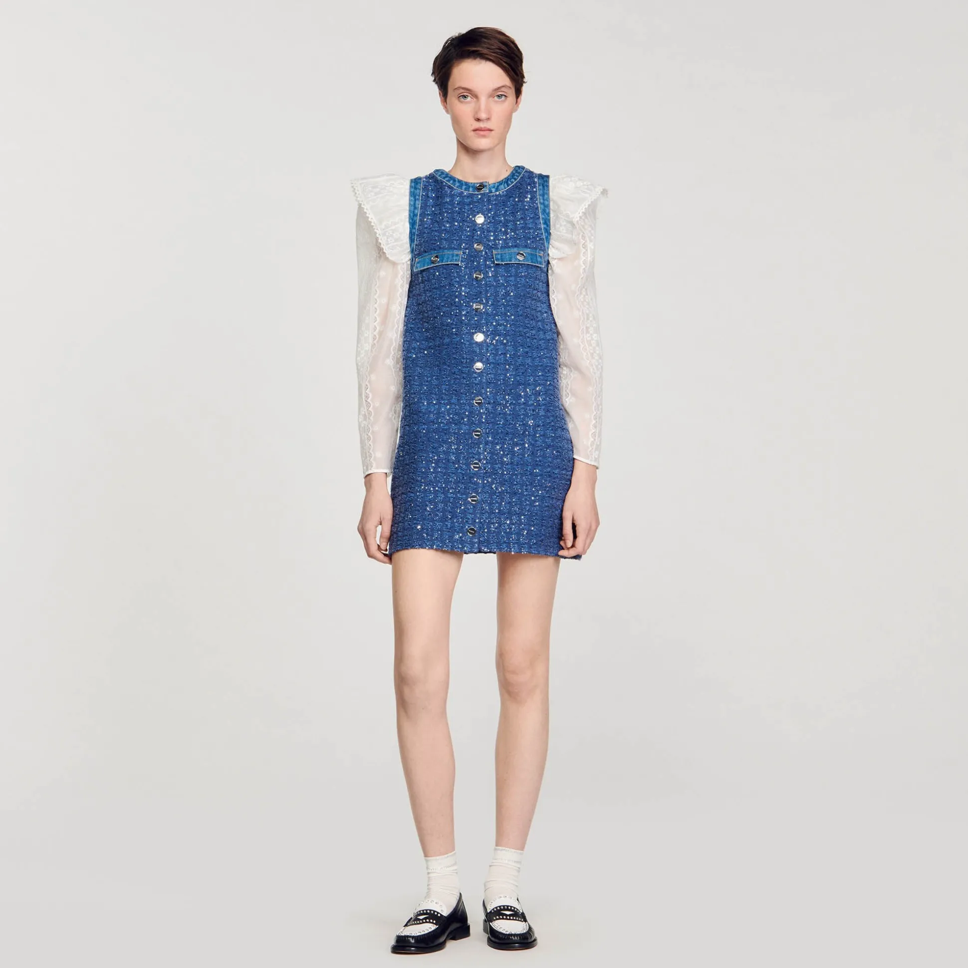 Robe Courte Trapèze En Tweed