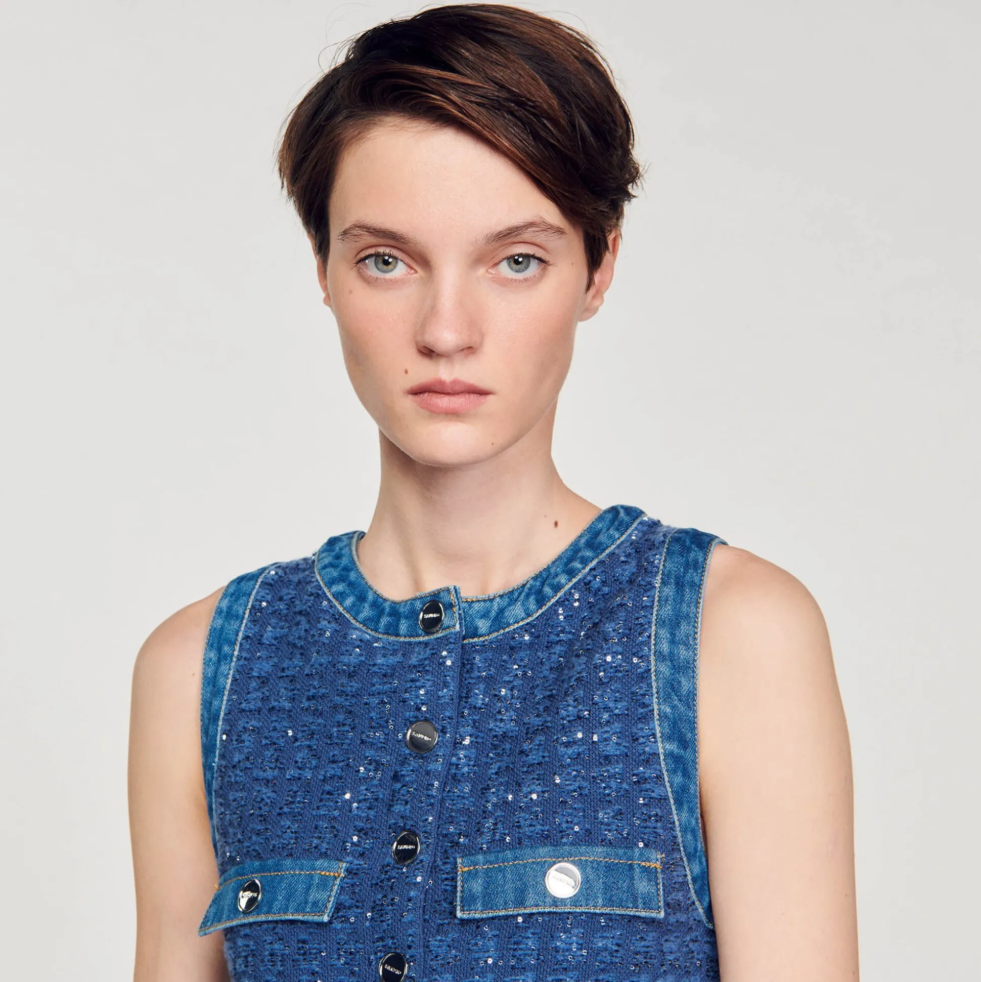 Robe Courte Trapèze En Tweed