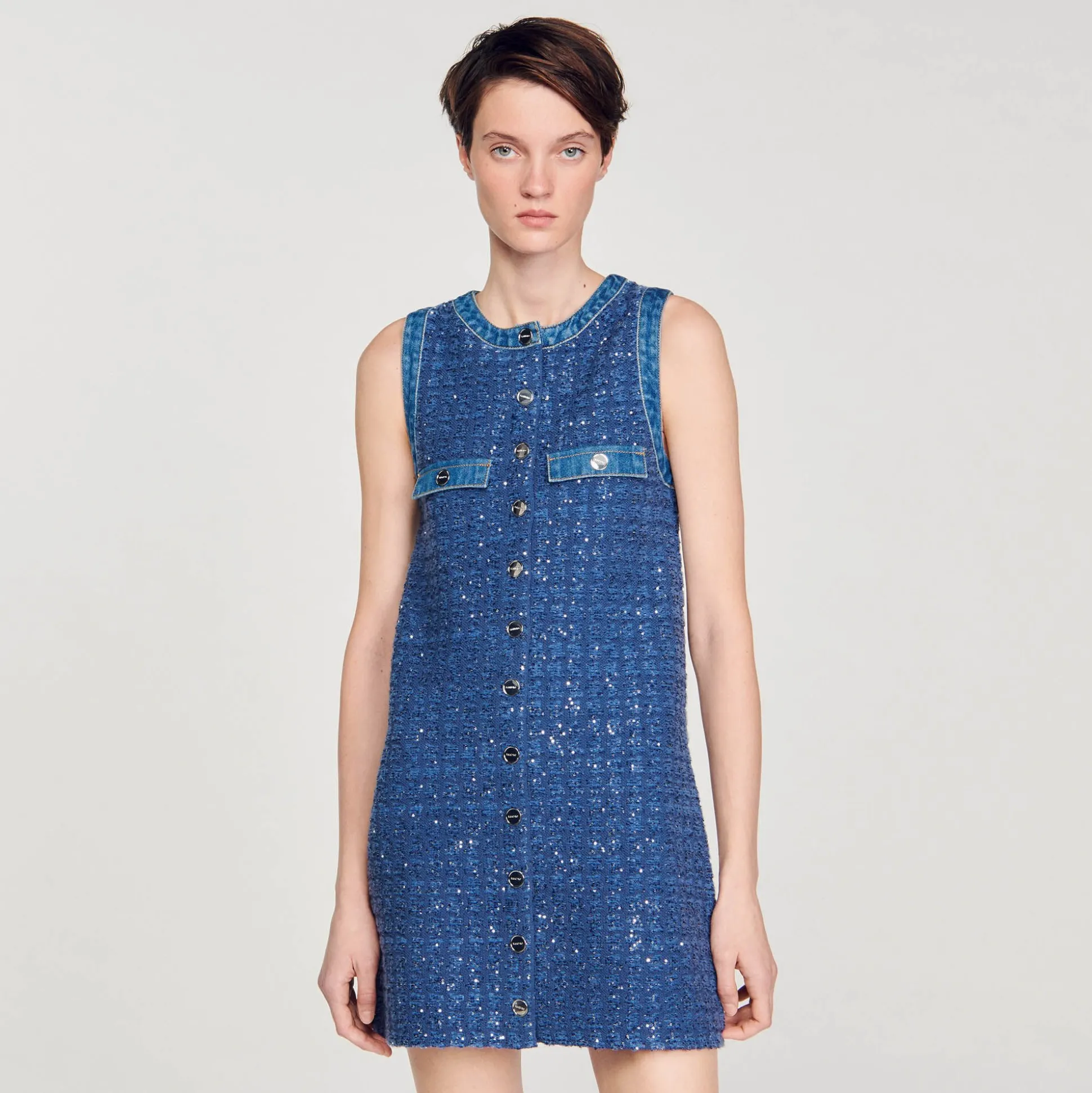 Robe Courte Trapèze En Tweed