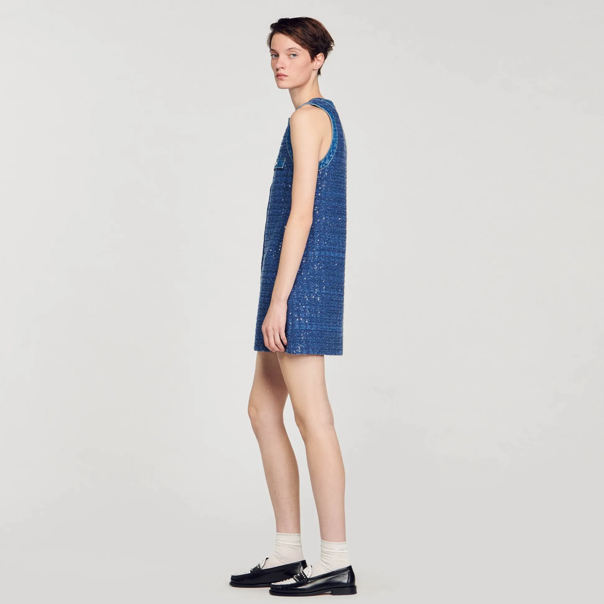 Robe Courte Trapèze En Tweed