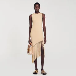Robe Longue Asymétrique à Franges