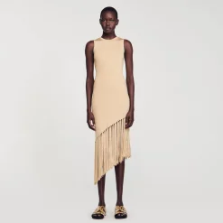 Robe Longue Asymétrique à Franges