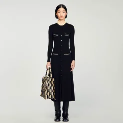 Robe Longue En Maille Côtelée