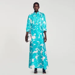 Robe Longue Fluide à Imprimé Fleuri