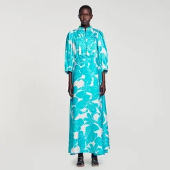 Robe Longue Fluide à Imprimé Fleuri
