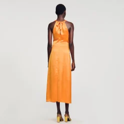 Robe Longue Satinée Froncée