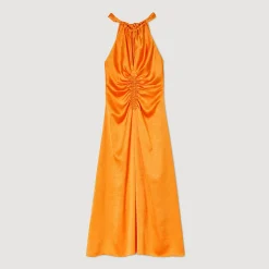 Robe Longue Satinée Froncée