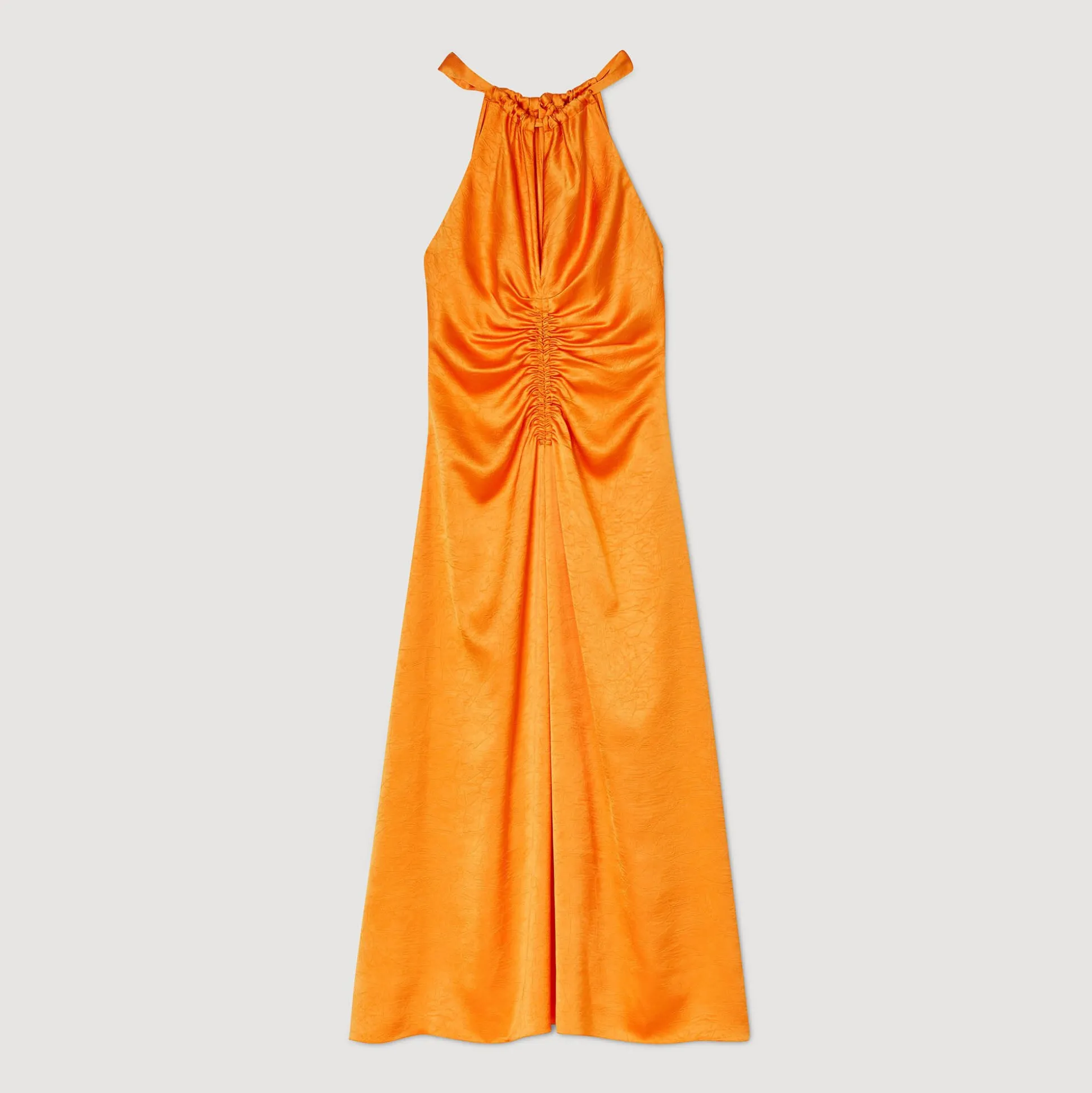 Robe Longue Satinée Froncée