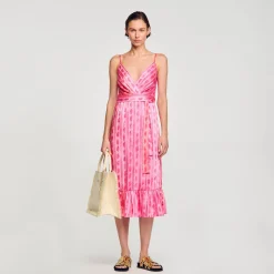 Robe Midi à Ceinture Nouée