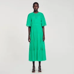 Robe Midi à Col Strassé