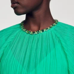 Robe Midi à Col Strassé
