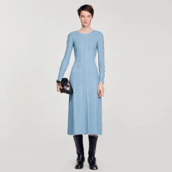 Robe Midi En Maille à Manches Longues