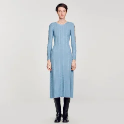 Robe Midi En Maille à Manches Longues