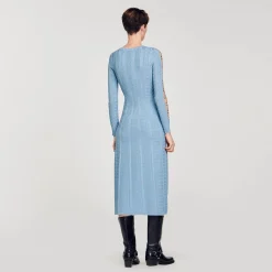 Robe Midi En Maille à Manches Longues