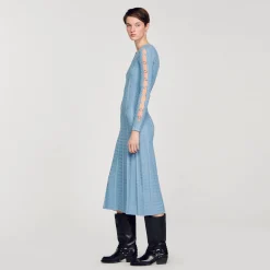 Robe Midi En Maille à Manches Longues
