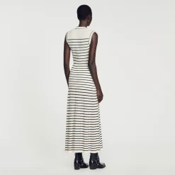 Robe Midi En Maille à Rayures
