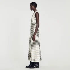 Robe Midi En Maille à Rayures