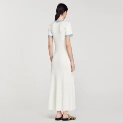 Robe Midi En Maille Et Denim
