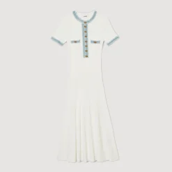 Robe Midi En Maille Et Denim