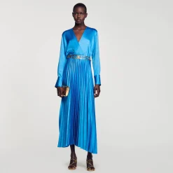 Robe Midi Satinée Plissée
