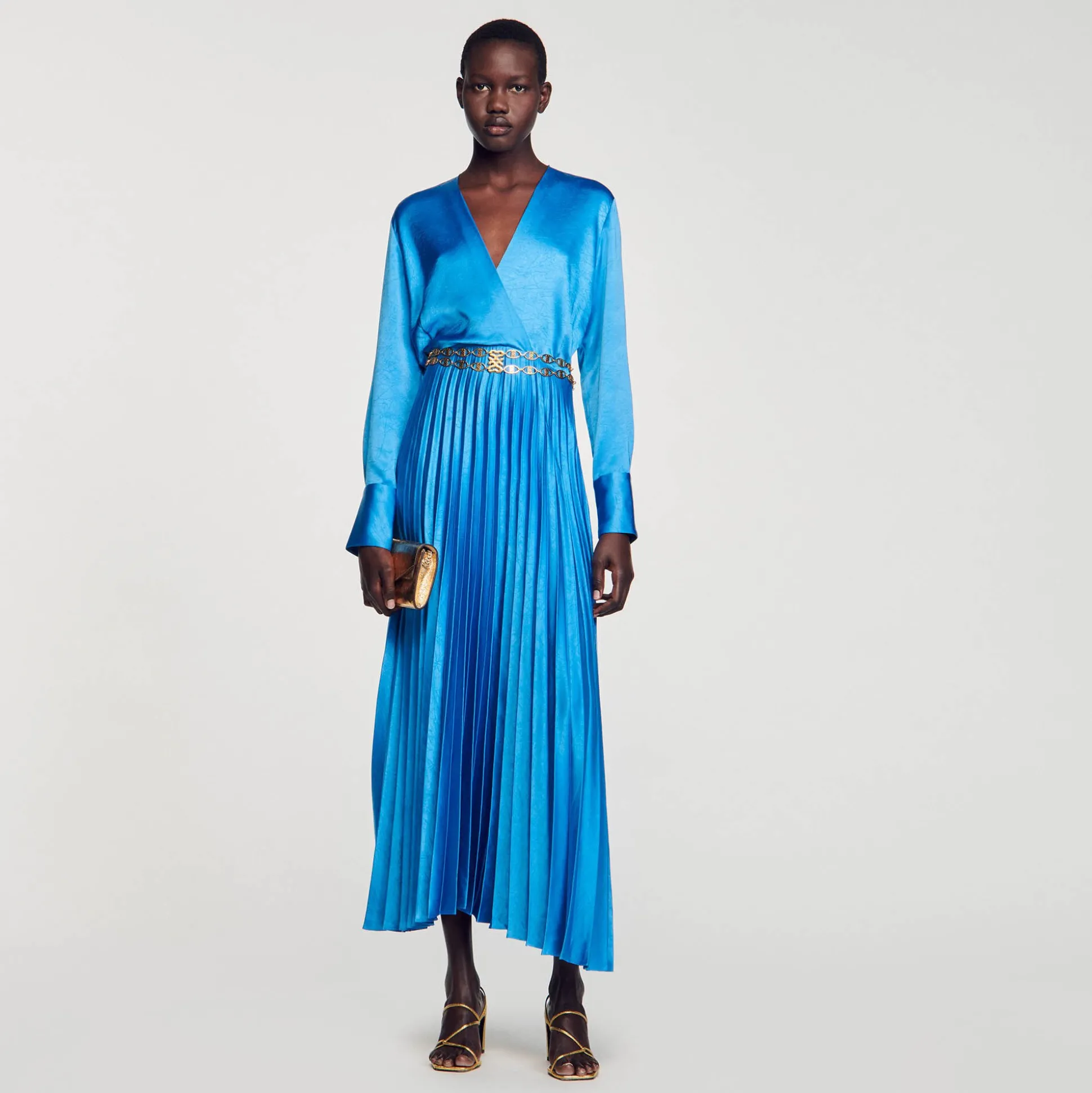 Robe Midi Satinée Plissée