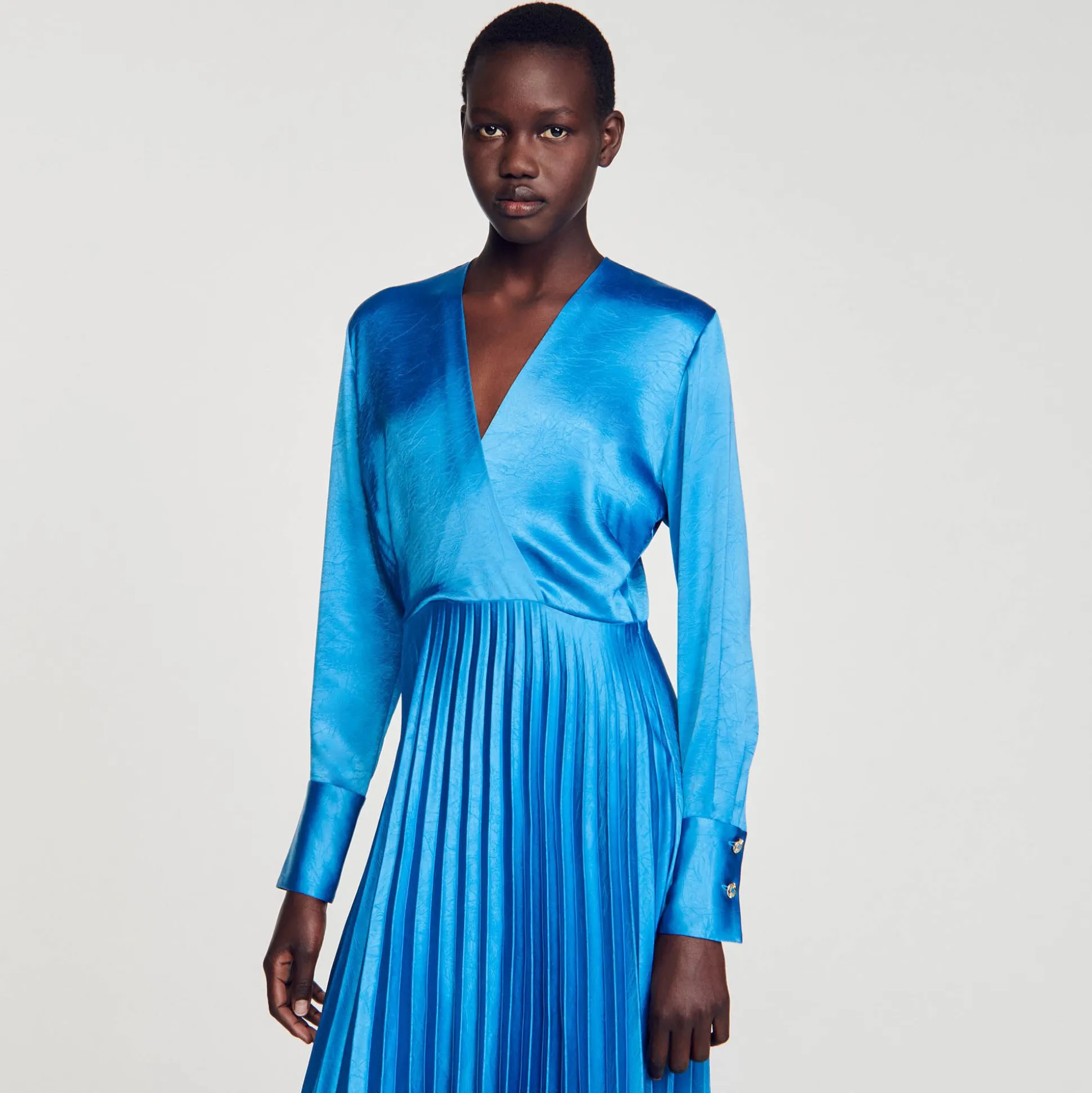 Robe Midi Satinée Plissée