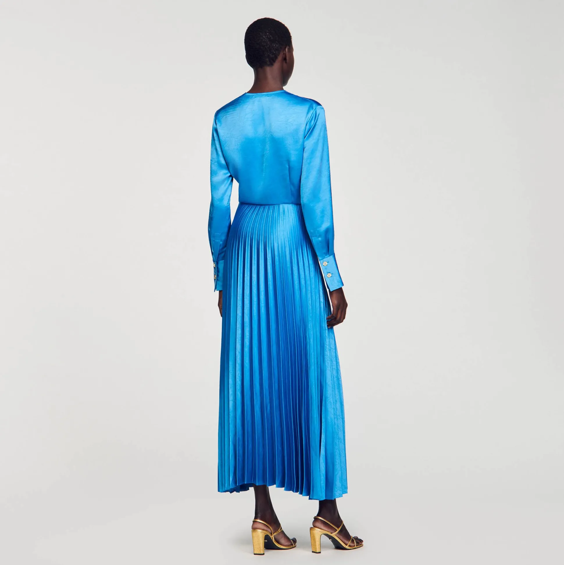 Robe Midi Satinée Plissée