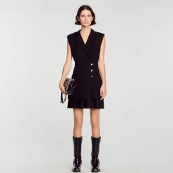 Robe Plissée En Tweed