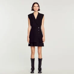Robe Plissée En Tweed