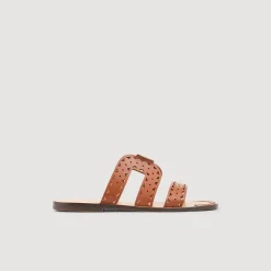 Sandales Plates En Cuir Perforé