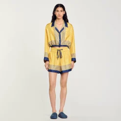 Short Fluide En Soie Imprimée