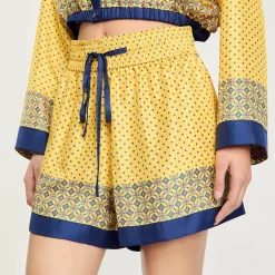 Short Fluide En Soie Imprimée